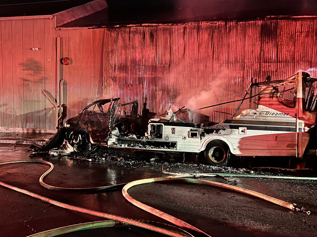 sffd responded to a reported outside car fire  near 595 Newhall Street. This RV fire quickly extended to a warehouse. Crews were able to extinguish the RV fire as simultaneously forcing entry to the warehouse  