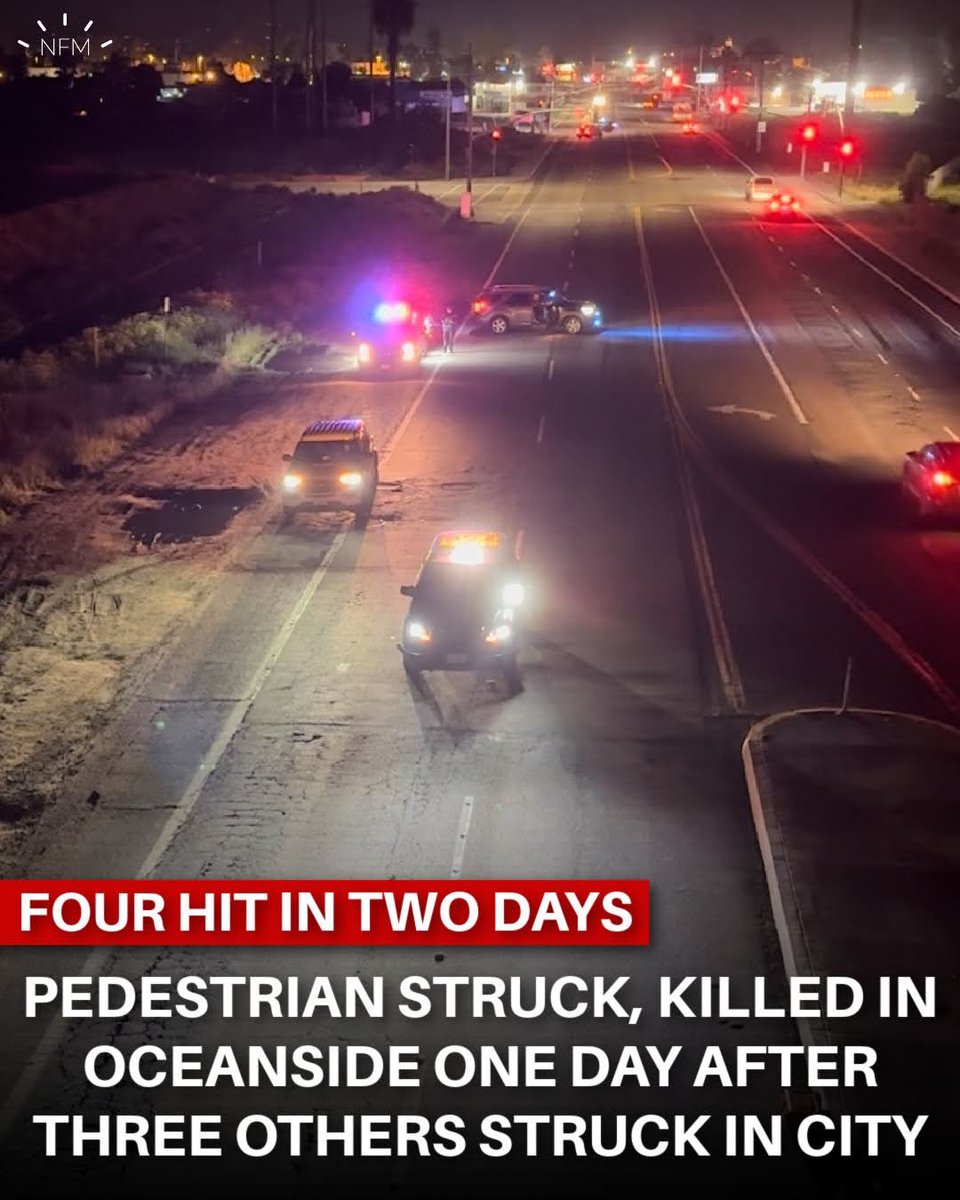 Pedestrian struck, killed in Oceanside one day after three others struck in city