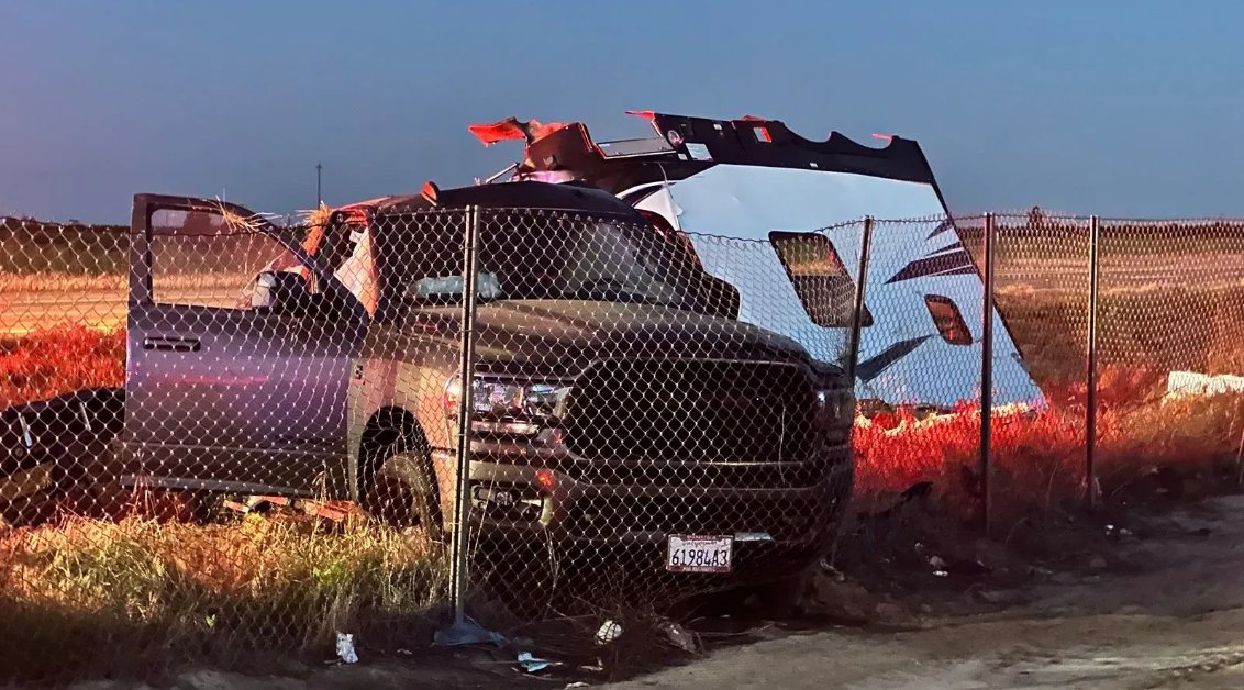 Three people are dead after a driver failed to stop at a freeway intersection stop sign Friday night in Fresno