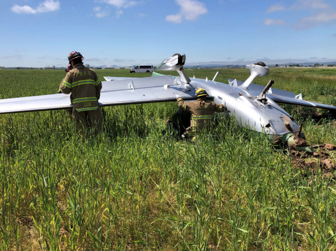 Three people had to be rescued from an airplane that flipped over onto its roof Friday morning in Paso Robles. Paso Robles Fire Department)