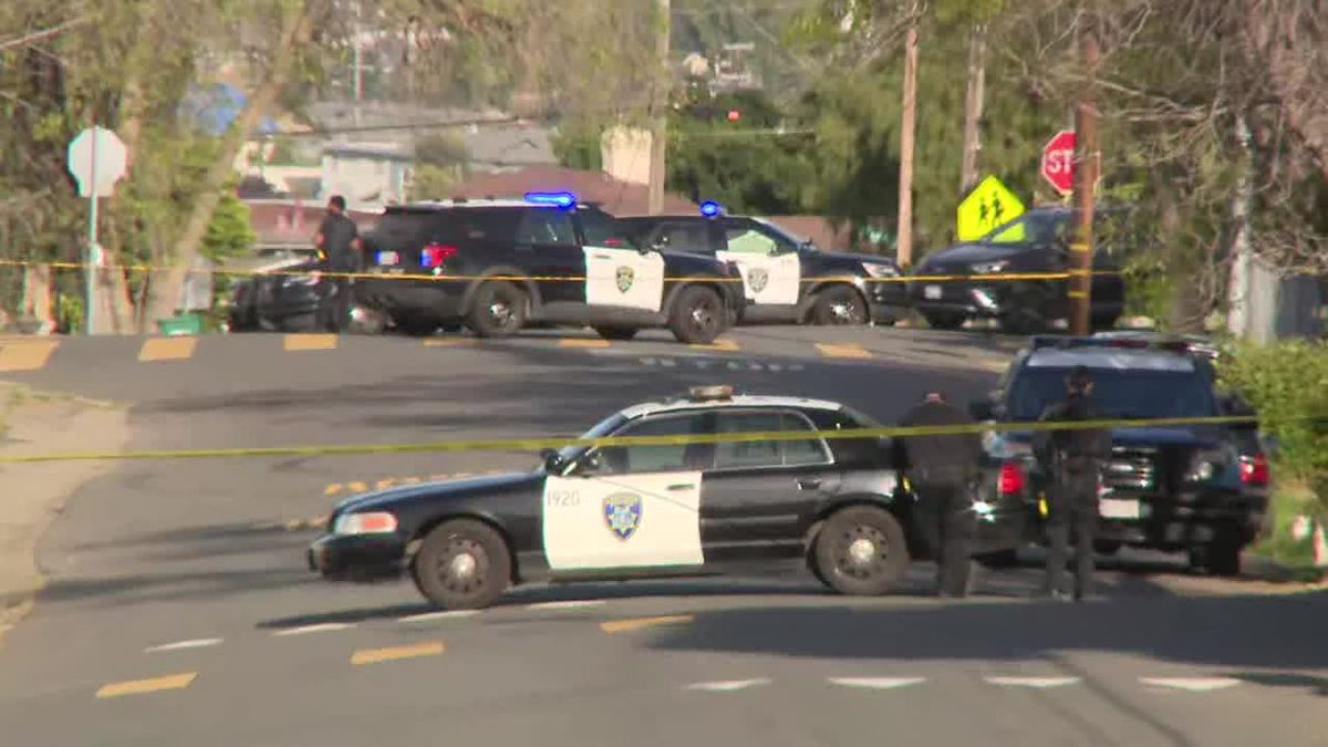 Pictures from the seen of gunfire and a car crash near Bishop O'Dowd in Oakland