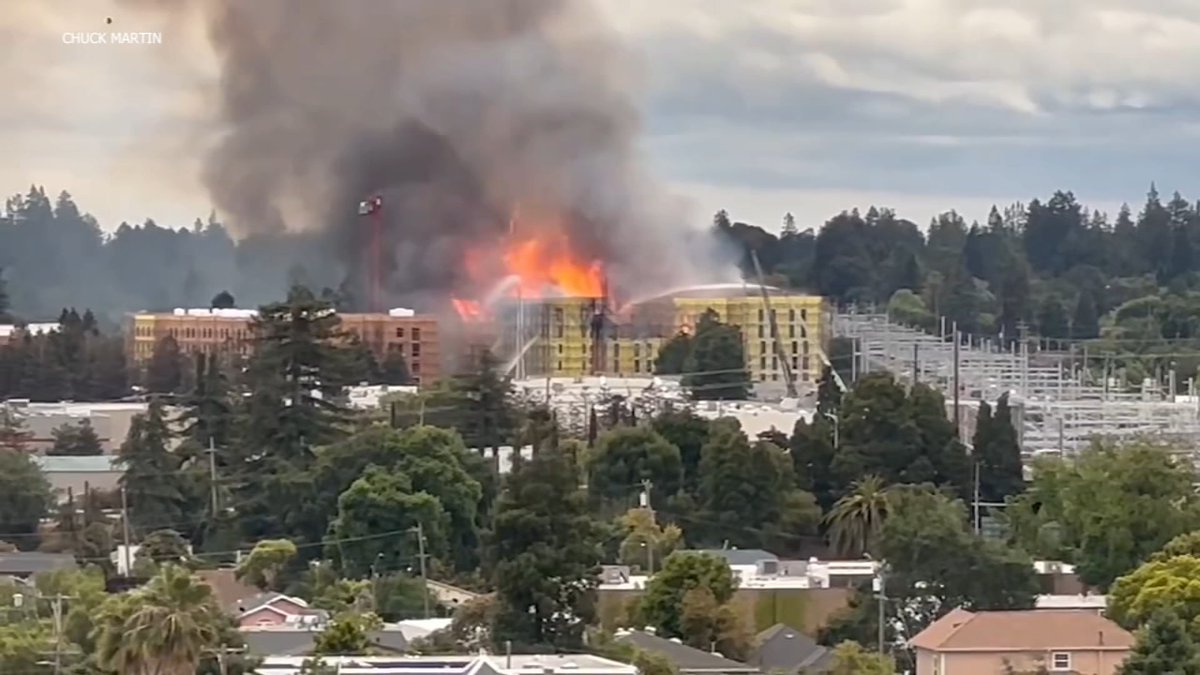 Fire officials give update on massive building fire in Redwood City