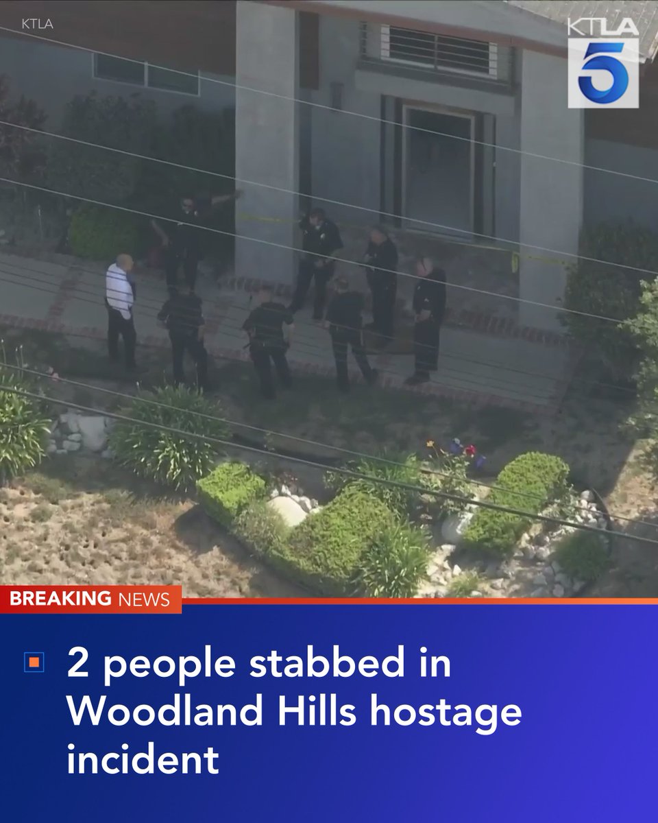 At least two people were stabbed in an apparent domestic incident in Woodland Hills Wednesday morning, authorities said.