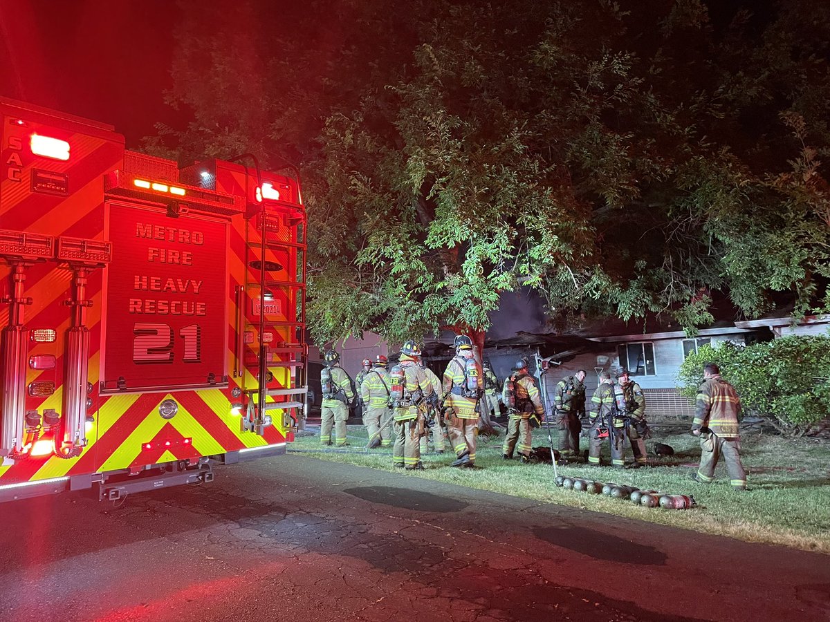 FAIR OAKS   @metrofirepio crews are on Timothy Way in Fair Oaks right now where there is a badly damaged home visible. Firefighters appear to be working to put out a fire in the garage area of the house