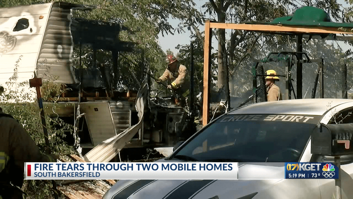 A massive destroyed a mobile home and caused extensive damage to another Monday afternoon in south Bakersfield