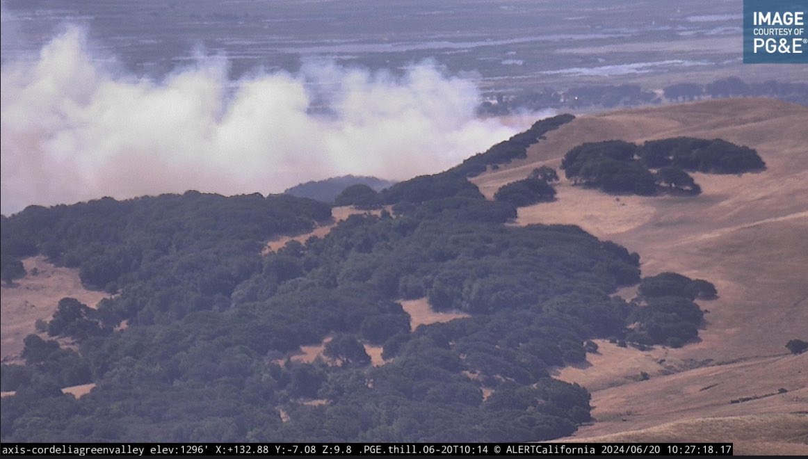 KirkFire: CAL FIRE/Napa County Fire and other local departments are at scene of a vegetation fire on HWY 12, near the interchange with I-80 in Cordelia. Per Air Attack, the fire is approximately 10-15 acres burning in grass to the east at a slow rate of spread