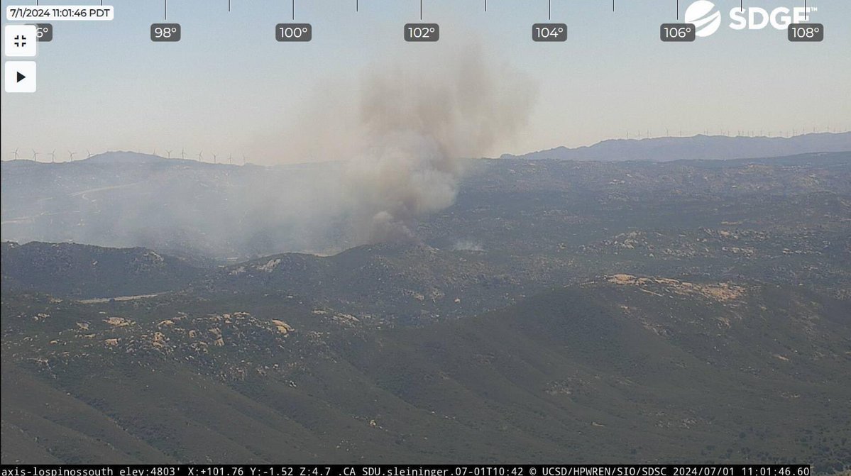@CALFIRESANDIEGO is assisting @ClevelandNF with a wildland fire near Kitchen Creek Road in the community of Lake Morena.