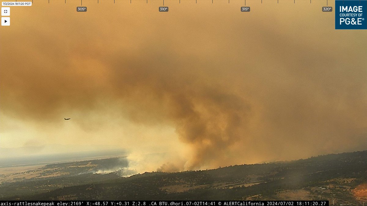 Communities downwind of the ThompsonFire by the Oroville Dam. The fire has burned more than 2,000 acres. Temperature in Oroville (6pm): 106 degrees