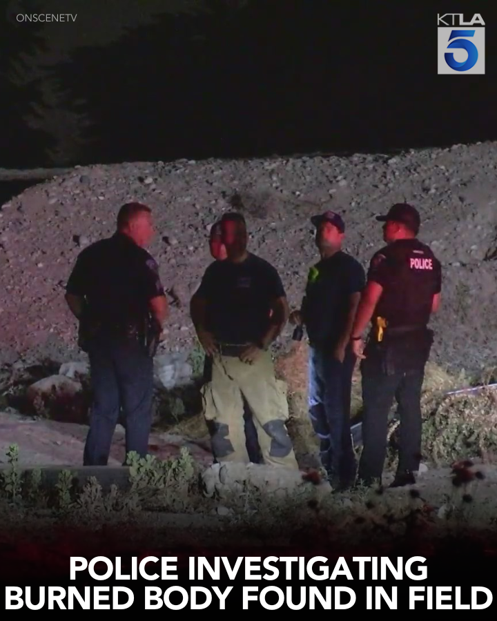 Authorities are investigating after a burned body was found in a field in San Bernardino late Monday night