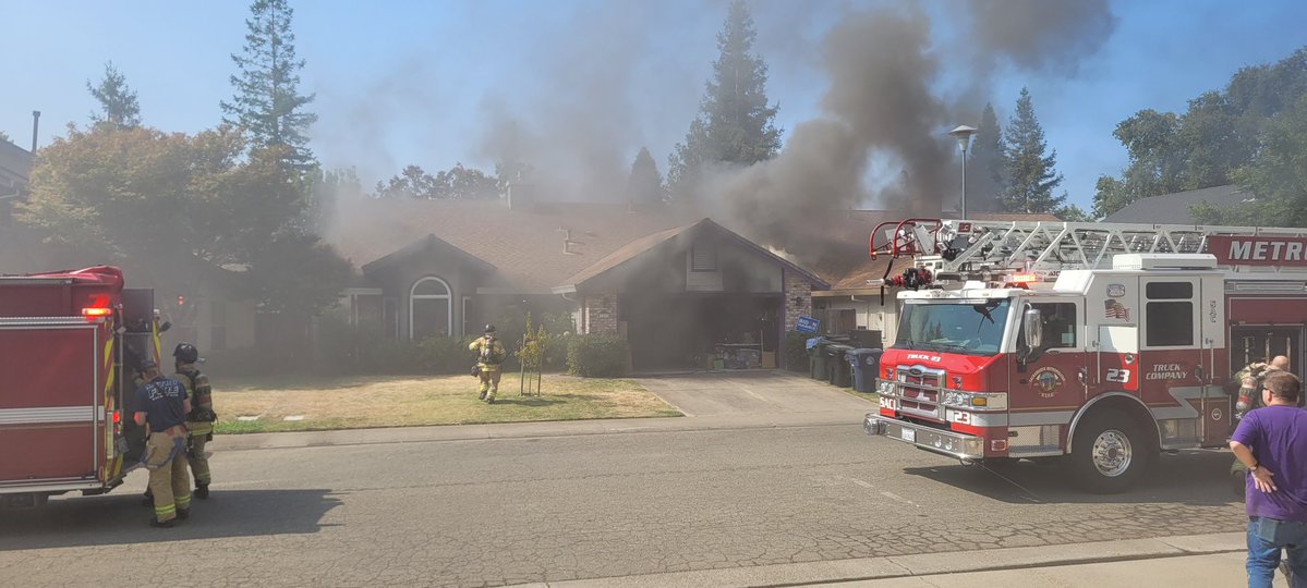 1 story house in Citrus Heights. Crews made an aggressive interior attack, ensured both occupants were out safely and rescued a kitten. The fire was knocked down and held to the home of origin. The interior sustained moderate to major damage, mostly to a bedroom and hallway. 1 occupant was transported by ambulance for smoke inhalation, no other injuries. The fire is under investigation.