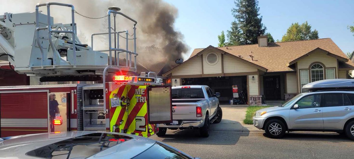 1 story house in Citrus Heights. Crews made an aggressive interior attack, ensured both occupants were out safely and rescued a kitten. The fire was knocked down and held to the home of origin. The interior sustained moderate to major damage, mostly to a bedroom and hallway. 1 occupant was transported by ambulance for smoke inhalation, no other injuries. The fire is under investigation.