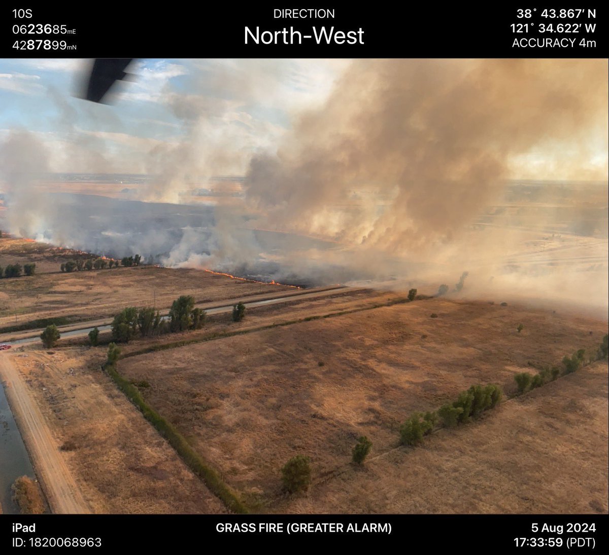 Grass Fire:Power Line Rd. And W. Elverta Rd. Crews arrived to a 200x200  grass fire in tall grass with a rapid rate of spread. This fire quickly grew to 300 acres. One structure was threatened and saved. No injuries and unknown on the cause