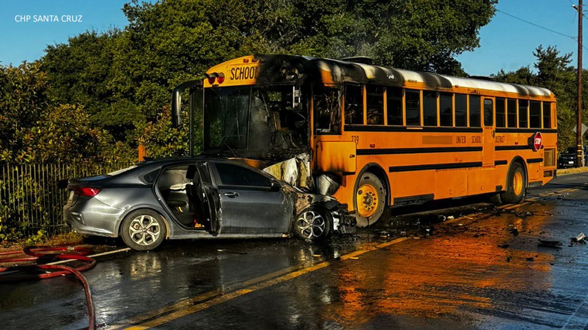 1 injured after driver crashes into Santa Cruz Co. school bus with students on board