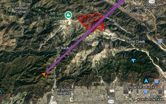 New Fire up near the top MountBaldy @Angeles_NF