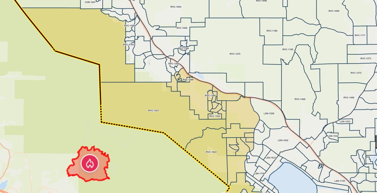 Additional zones have been placed under evacuation warning: orth of Ortega Highway 
South of Bedford Motor Way 
West Interstate 15 
East of Orange County Line. A care and reception center has been set up at Santiago High School located at 1395 E Foothill Pkwy, Corona, Ca. Animals may also be brought to the Jurupa Valley Animal Shelter 6851 Van Buren Blvd, Jurupa Valley, Ca.