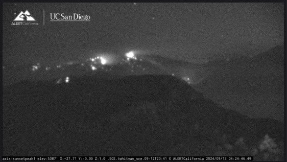 The Bridge Fire- LA County ( Angeles National forest ) 51,791.8  acres actively burning. Live shots as of 4:27 Am( 9/13 /24) from the Cal Fire cameras. Additional Cal Cameras in the Area have gone down