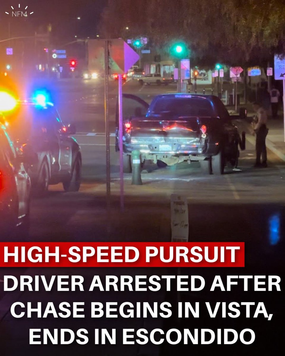 HighSpeedPursuit - Driver arrested after pursuit begins in Vista, ends in Escondido 