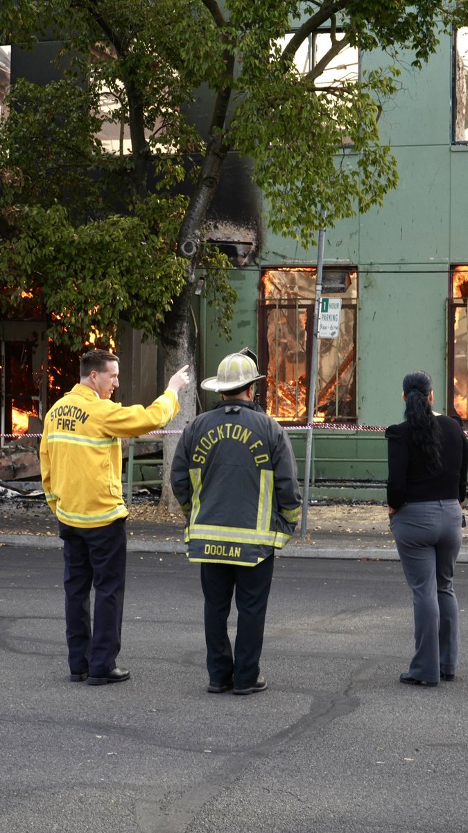 Nearly five hours after this vacant building in downtown Stockton erupted in flames, the fire is refusing to back down despite a 3-alarm response from firefighters. Crews say the structure, a block away from city hall, was under remodel and frequented by squatters