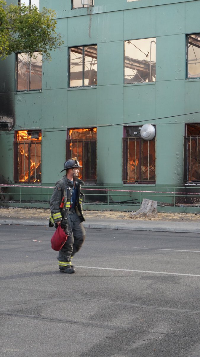 Nearly five hours after this vacant building in downtown Stockton erupted in flames, the fire is refusing to back down despite a 3-alarm response from firefighters. Crews say the structure, a block away from city hall, was under remodel and frequented by squatters