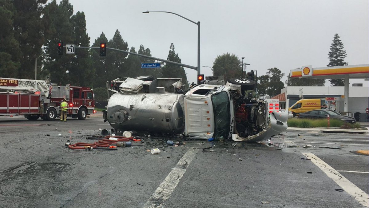 Tanker truck overturns, killing driver in Orange County