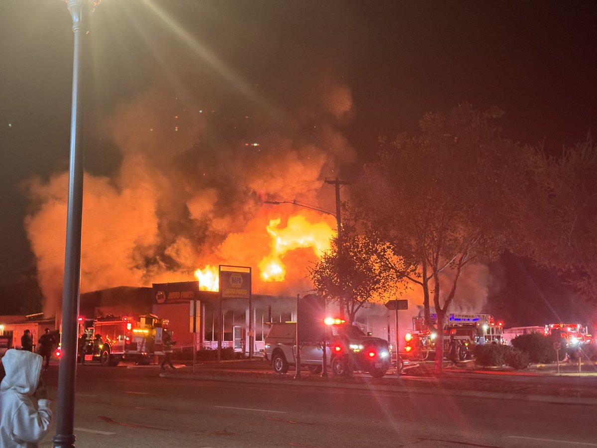 @calfireSCU (MHFD) crews are battling a major fire at the Napa Auto Parts store on Monterey Hwy