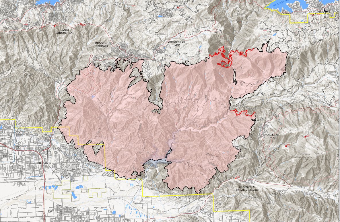 Linefire is burning in Bear Creek area of snow Valley resort . This burning is causing visible smoke inland . Fire is 83 % contained cafire wildfireSept. 26: Line Fire is burning in Bear Creek area so. of Snow Valley Resort, producing smoke visible in Inland Empire, High Desert, other areas. 