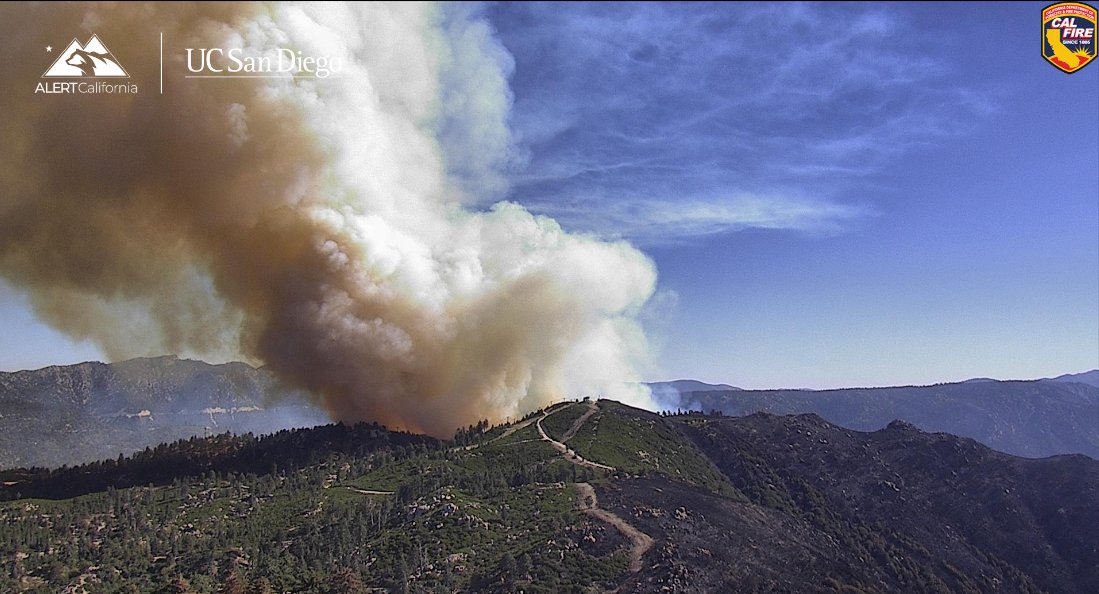 Linefire is burning in Bear Creek area of snow Valley resort . This burning is causing visible smoke inland . Fire is 83 % contained cafire wildfireSept. 26: Line Fire is burning in Bear Creek area so. of Snow Valley Resort, producing smoke visible in Inland Empire, High Desert, other areas. 