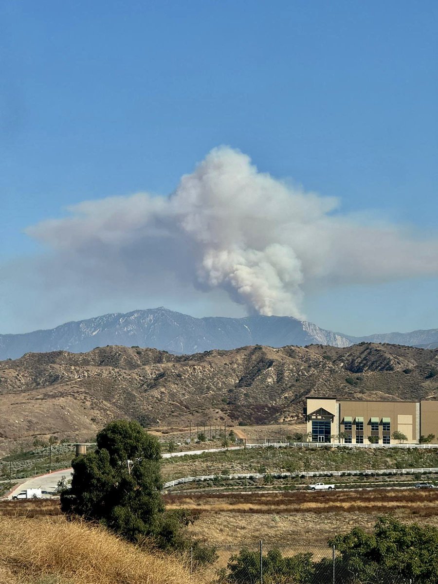 California: The Line Fire woke up today with warmer and drier weather settling into the area.  wildfire cafire cawx linefire nThe San Bernardino Fire is pushing out of Bear Creek through unburned fuel in very steep and rugged ground South of Snow Valley Resort.  