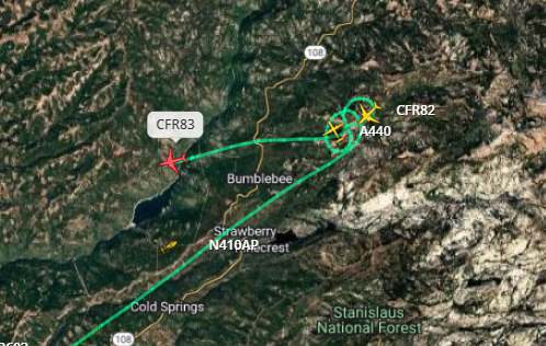 This is the PeakFire Herring Creek Reservoir Area @Stanislaus_NF @CALFIRETCU. burning near Hwy. 108 in Strawberry