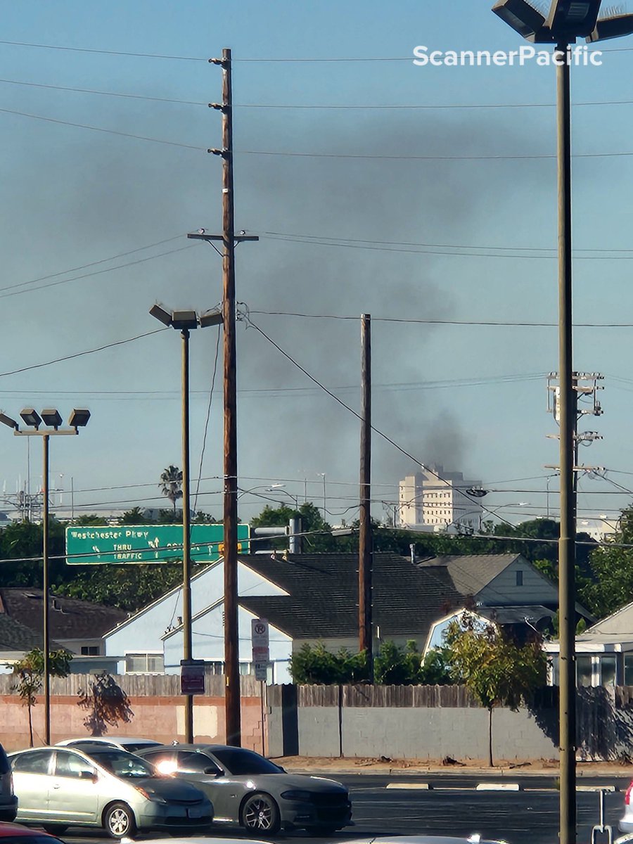 View from Westchester of a rubbish fire at LAX