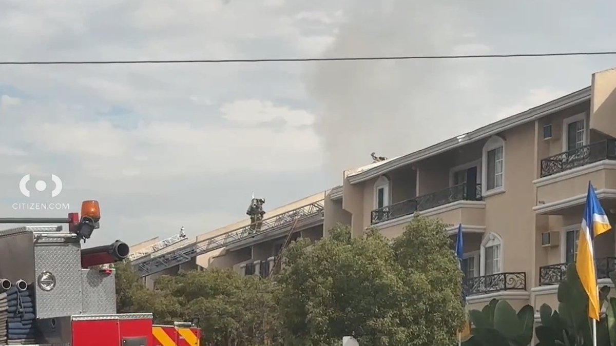 A person was injured after they jumped from a burning building in L.A.’s Westlake neighborhood Sunday morning