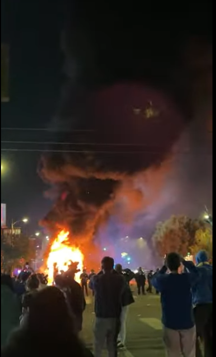 Reports of a hostile crowd that has surrounded an MTA bus and is attempting to set it on fire in the area of Sunset and Echo Park. LAPD officers are responding. Stay away from the area.