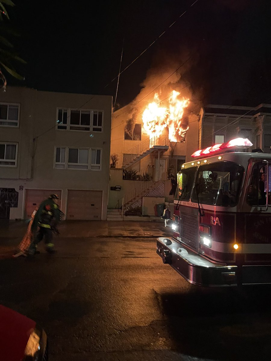 This 2-alarm fire with 70 yousffd firefighters on the scene is now contained. This fire was dispatched at 2:30 a.m. Crews arrived on the scene and observed fire from the second floor of a three-story home. 