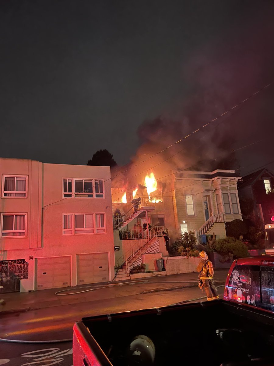 This 2-alarm fire with 70 yousffd firefighters on the scene is now contained. This fire was dispatched at 2:30 a.m. Crews arrived on the scene and observed fire from the second floor of a three-story home. 