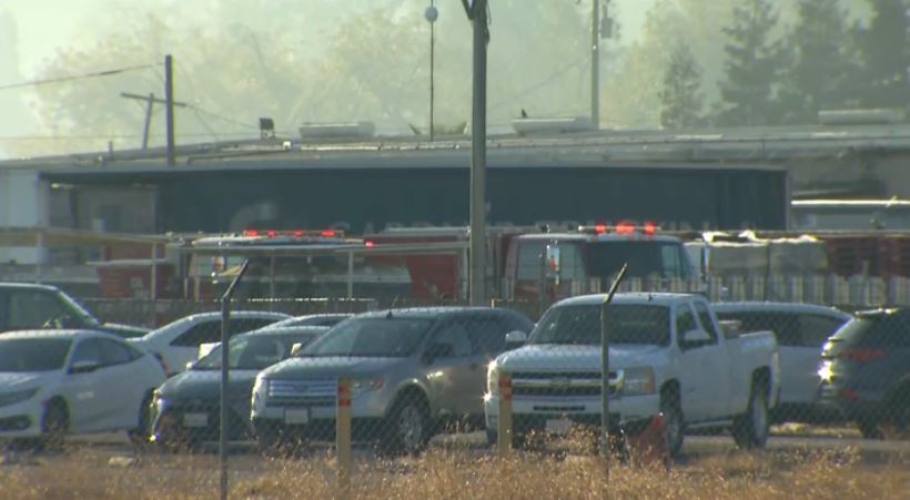 @calfireSCU oin the scene of a fire at Monterey Mushroom Company in Morgan Hill.  Officials on scene say there are currently no reports of any injuries