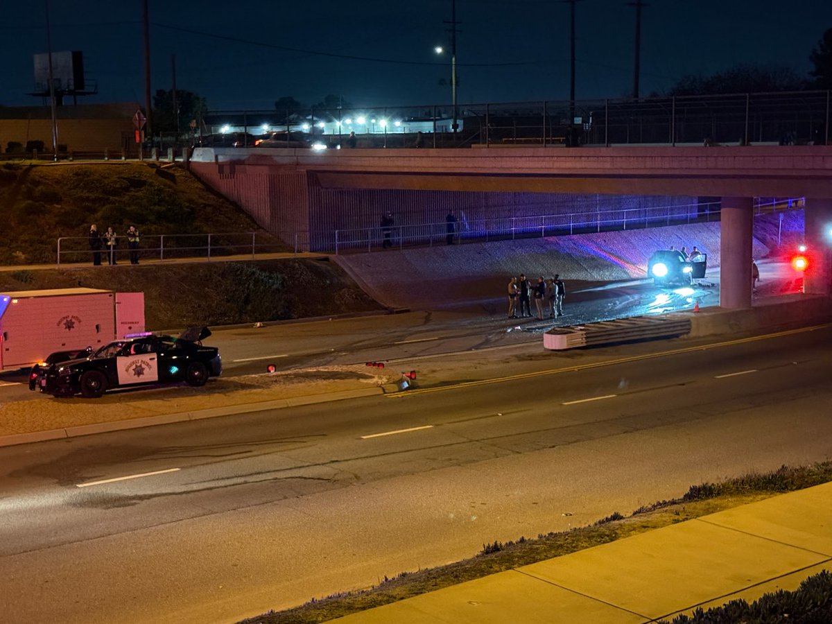 At least one California Highway Patrol officer was involved in a traffic collision Saturday night after a patrol car was struck from the rear by a blue Lexus