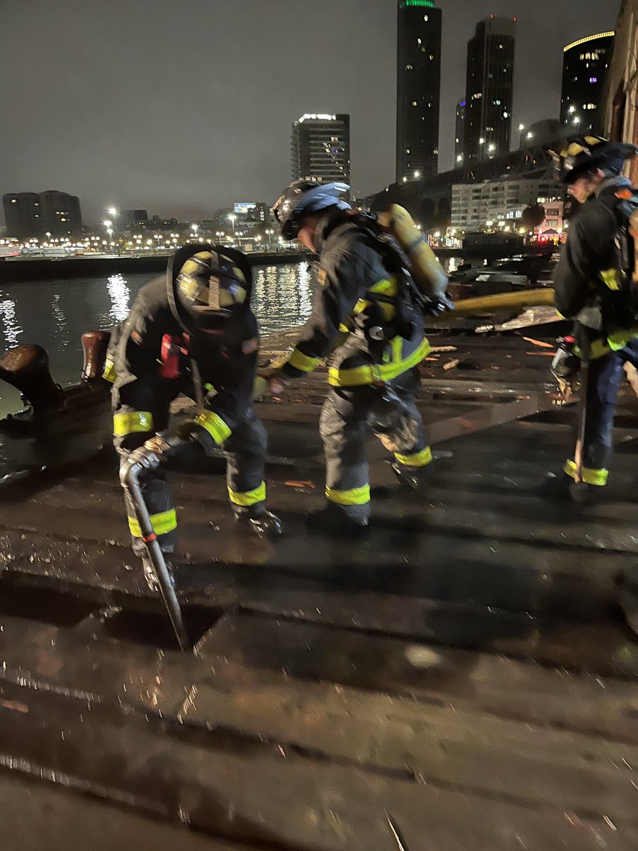 1 alarm working fire at 525 The Embarcadero South Pier 30. Firefighters are on scene extinguishing fire on the edge of the pier. Nobody injured. Both lanes of the Embarcadero are closed in both directions due to fire hose across all lanes