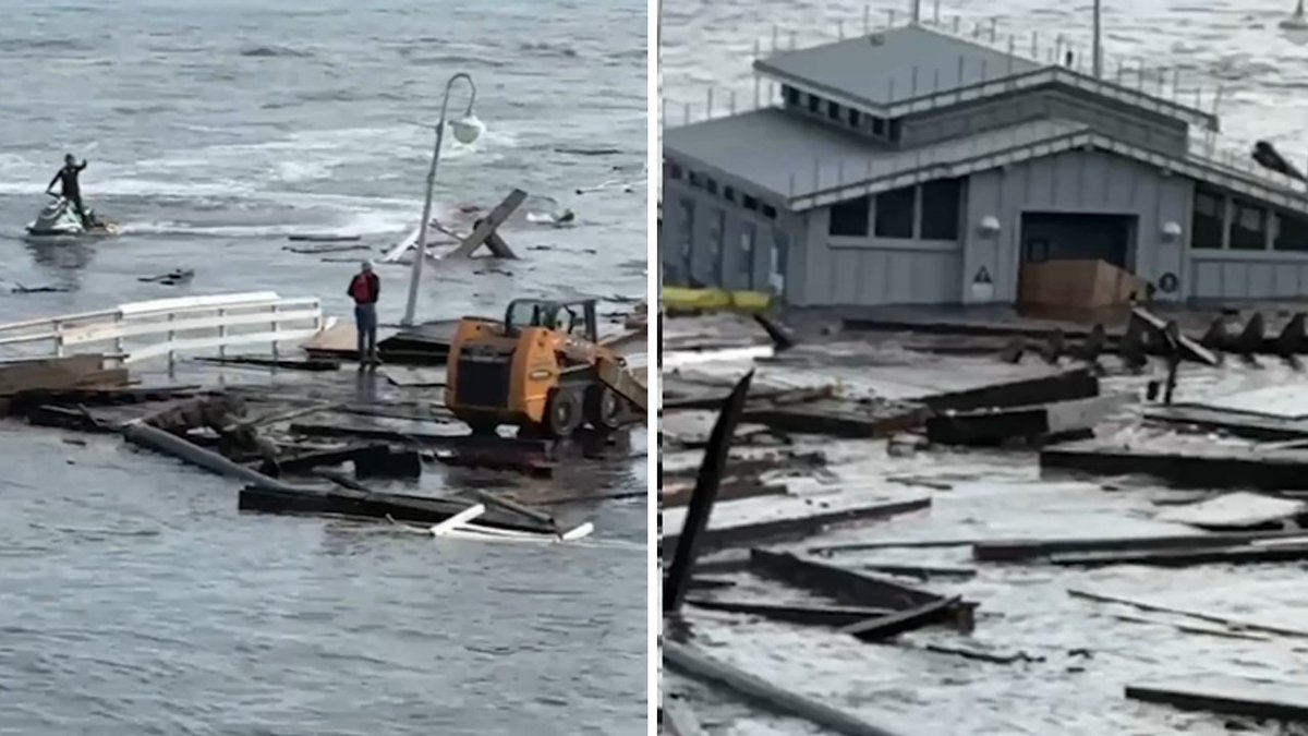 Officials give an update after part of the Santa Cruz pier collapsed on Monday