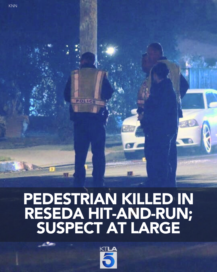 A hit-and-run suspect remains at large after a pedestrian was struck and killed in Reseda