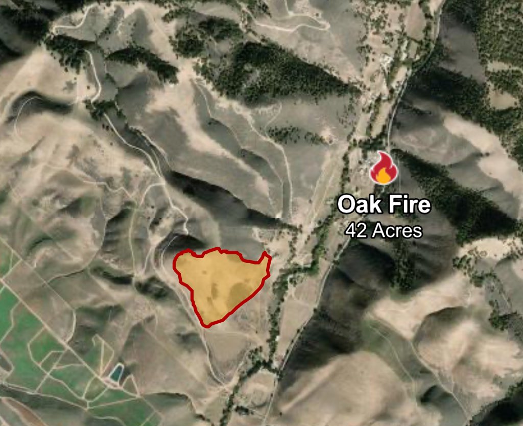 Oak Fire OES Intel 24 has mapped the Fire at 42 acres, good progress has been made, not much activity is showing