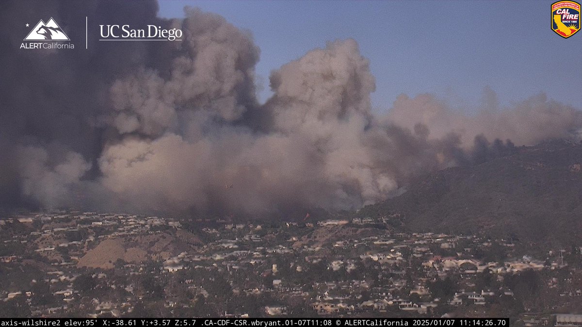 The PalisadeFire has grown significantly in the last 15 minutes with structures being threatened. Cal Fire is on it but winds are gusting terribly strong near 60mphA new wildfire has broken out in Los Angeles county amid a rare January Red Flag Warning. This is in Pacific Palisades and known as the PalisadesFire Winds are gusting 40 - 60mph  right now and this fire is expected to spread rapidly