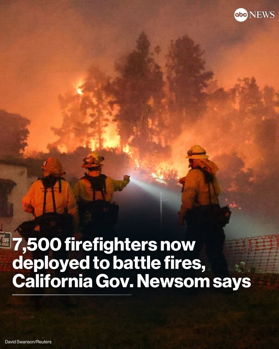 More than 7,500 firefighters had been deployed to battle the series of wildfires in California as of Wednesday night, Gov. Gavin Newsom said