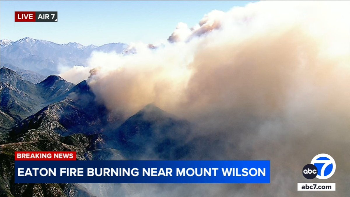 Eaton Fire burning near Mount Wilson