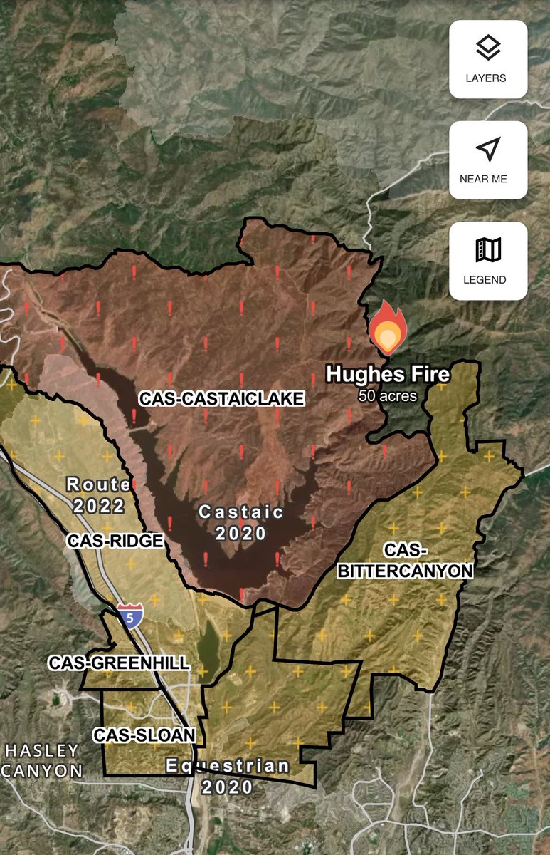 Evacuation warnings going out for Bitter Canyon,Charlie Canyon,Castaic Lake. HughesFire10 Strike teams & 10 Task Force’s requested along with 12 Water Tenders