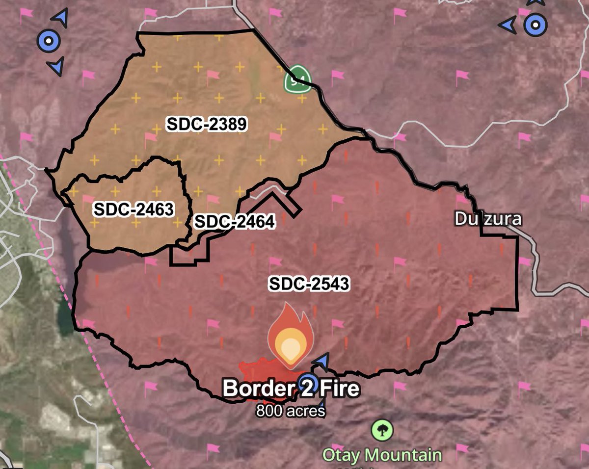 Border2Fire A brush fire is burning near Otay Mountain Truck Trail located within the Otay Wilderness Area.