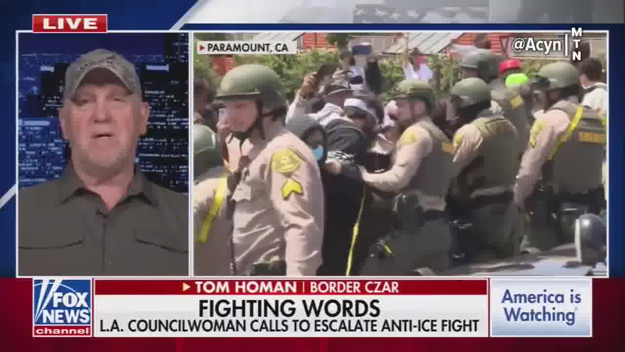 Border Czar Tom Homan: We are making Los Angeles safer. Mayor Bass should be thanking us. She says they are going to mobilize—guess what? We are already mobilizing. We are going to bring the National Guard in tonight
