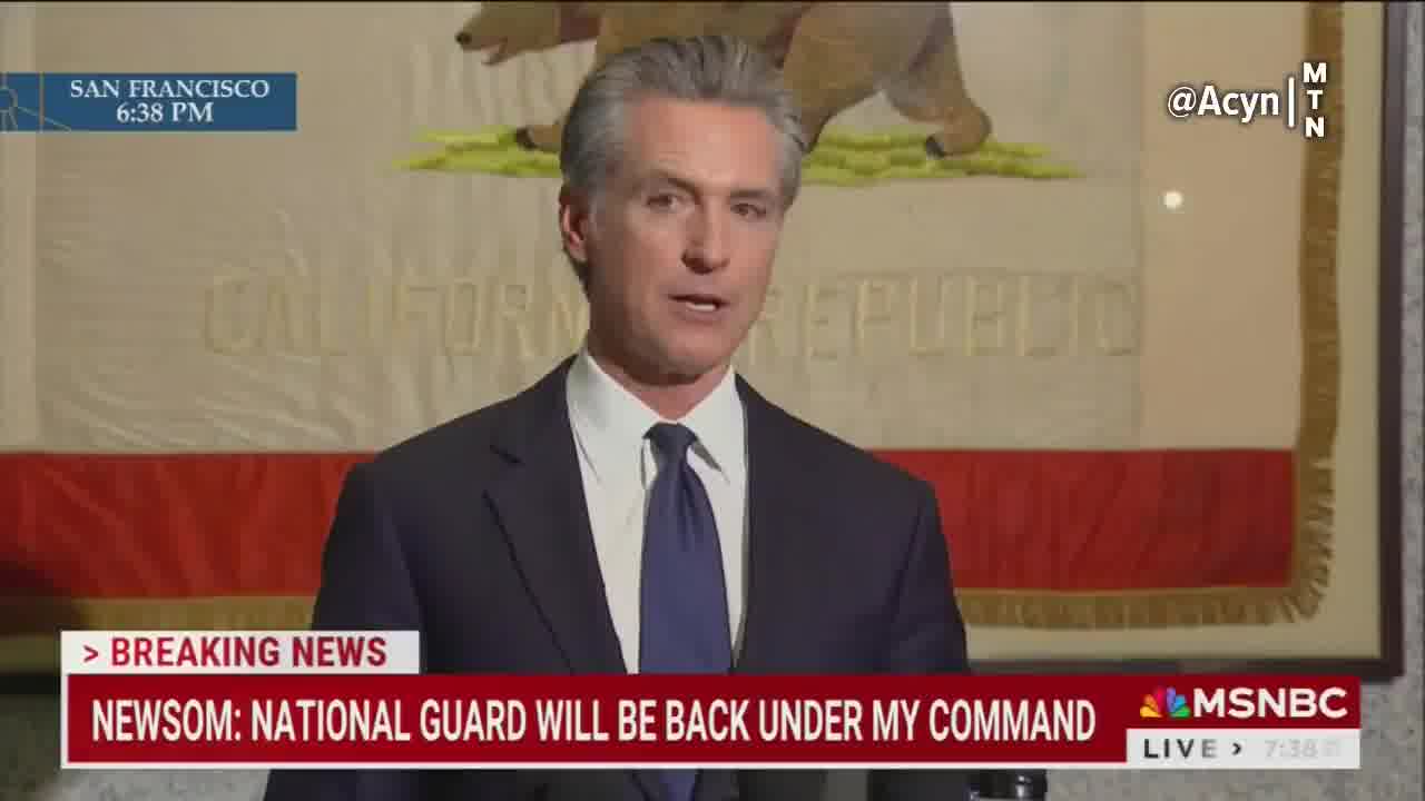 Newsom: Mahkemeler muhafızlar hakkında karar verdi. Onlar benim komutam altına geri dönecekler ve Donald Trump yarın öğlen görevinden alınacak