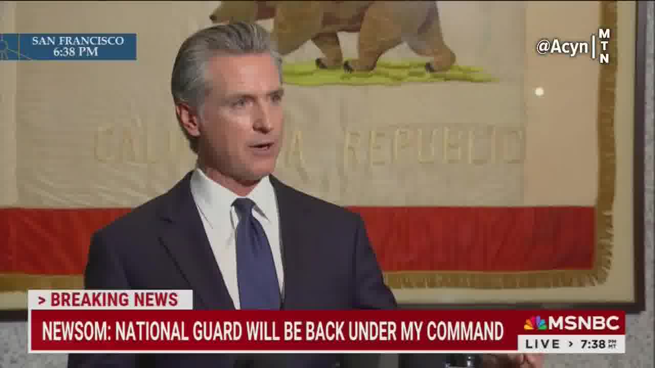 Newsom: Mahkemeler muhafızlar hakkında karar verdi. Onlar benim komutam altına geri dönecekler ve Donald Trump yarın öğlen görevinden alınacak