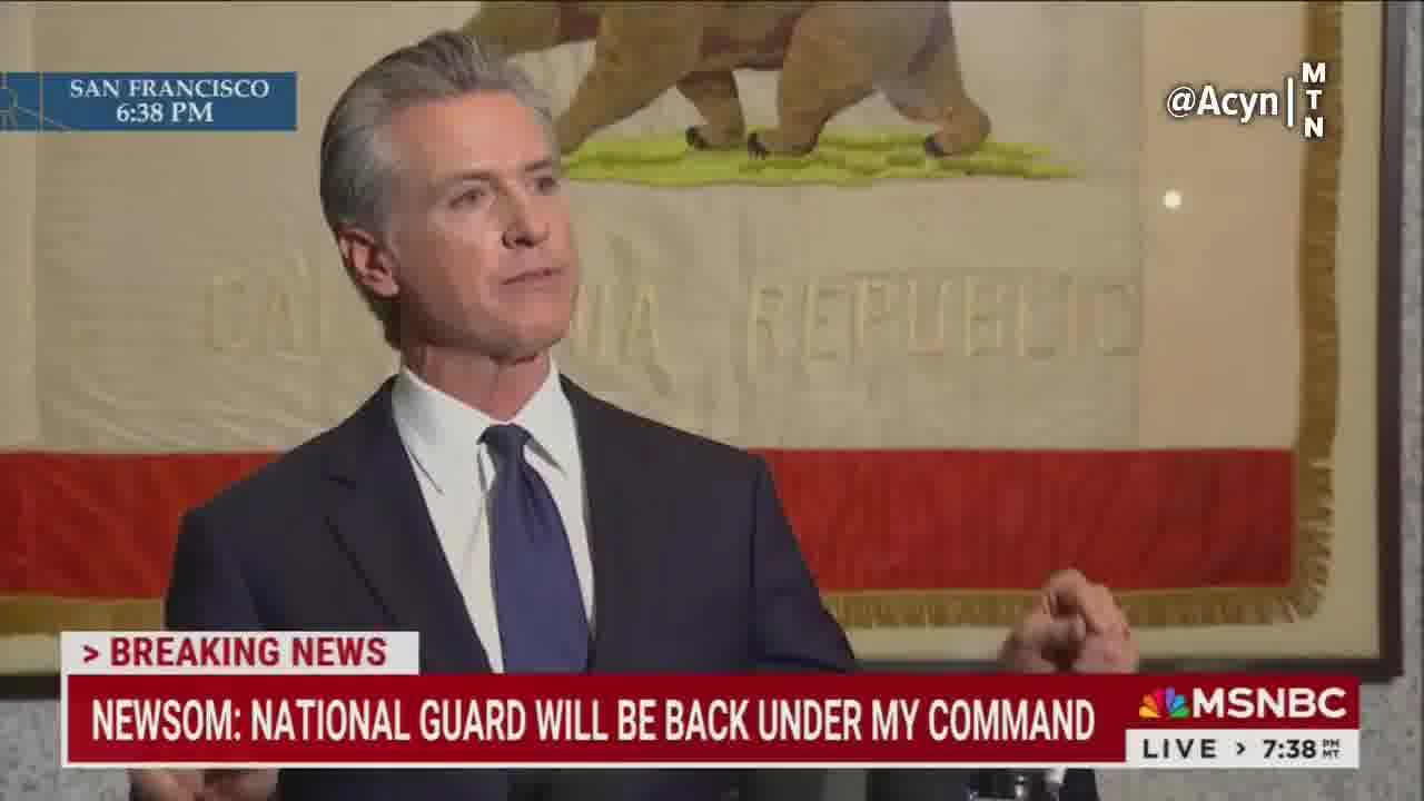 Newsom: Mahkemeler muhafızlar hakkında karar verdi. Onlar benim komutam altına geri dönecekler ve Donald Trump yarın öğlen görevinden alınacak