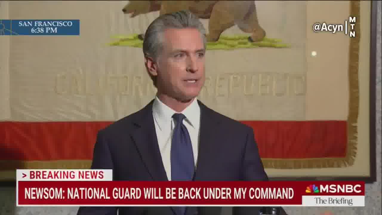 Newsom: Mahkemeler muhafızlar hakkında karar verdi. Onlar benim komutam altına geri dönecekler ve Donald Trump yarın öğlen görevinden alınacak
